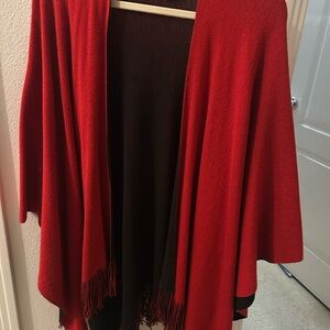 BCBGMaxAzria Red and Black Poncho